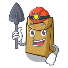 Wall Mural - Miner paper bag in the cartoon shape