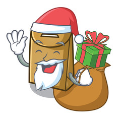 Poster - Santa with gift paper bag above the mascot chair