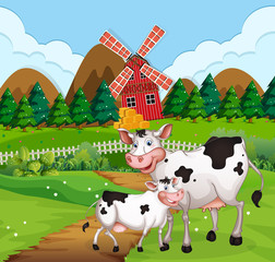 Sticker - Cow in farmland scene