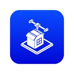 Poster - house d printing icon blue vector isolated on white background