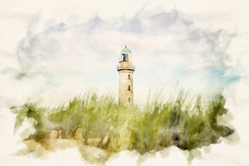 beautiful old lighthouse of Warnemuende