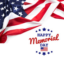 Text Memorial Day On American Flag Background