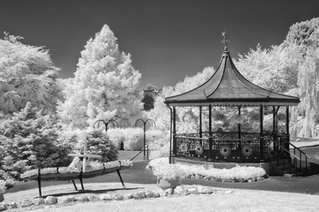 Poster - Bandstand in infrared light black and white 