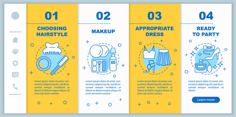 Getting ready for party onboarding mobile web pages vector template