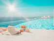 © 2mmedia - 3D-Illustration. modern luxury infinity pool with summer accessoires