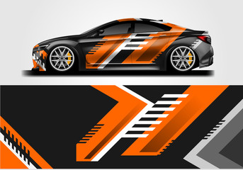 Livery decal car vector , supercar, rally, drift . Graphic abstract stripe racing background . File ready to print and editable . 