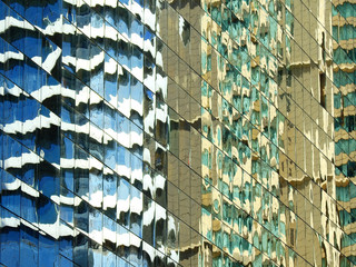 Canvas Print - abstract glass of office building window with reflection texture background