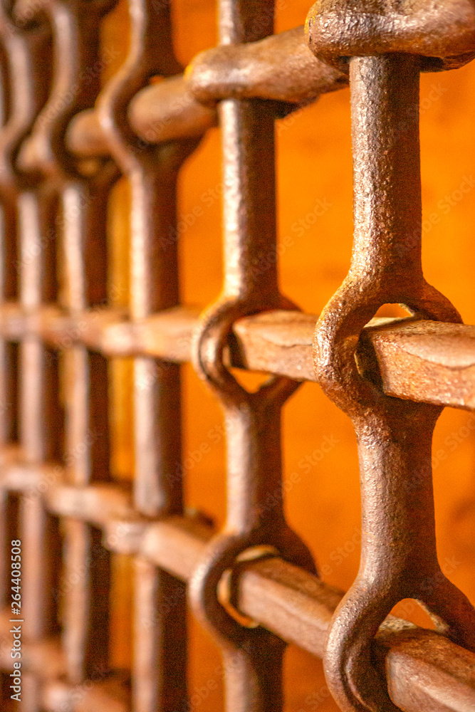 lattice in the old castle for protection Stock Photo | Adobe Stock