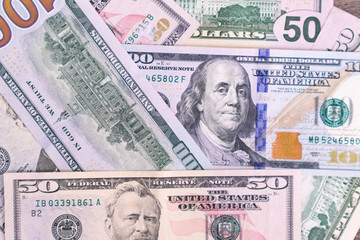 Wall Mural - Money USA dollar banknotes for background.Money is any item or verifiable record that is generally accepted as payment for goods and services and repayment of debts