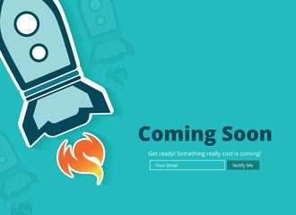 Wall Mural - Coming soon website template. Coming soon landing page design. Coming soon page for a new website. We are launching soon – Illustration
