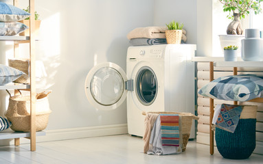 Canvas Print - laundry room with a washing machine