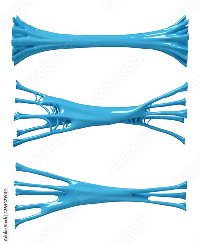 Fotomural 3d rendering of three blue sticky slime banners isolated on white background