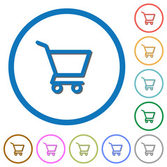 Poster - Empty shopping cart icons with shadows and outlines