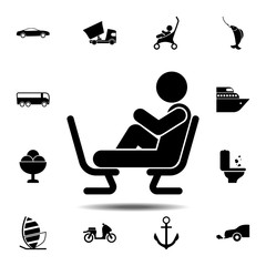 Poster - feet on the chair, man icon. Simple glyph, flat vector element of universal icons set for UI and UX, website or mobile application