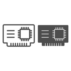 Poster - microchip line and glyph icon. cpu vector illustration isolated on white. chip outline style design,