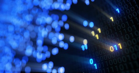 Aufkleber - Big data cloud computing internet of things IOT AI network technology. Seamless loop 4K VJ background. Data center digital code futuristic information technology. 3D rendering