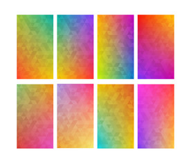 Wall Mural - Set of colorful triangular gradients. Modern mobile app backgrounds. Vector abstract blurred smooth image.