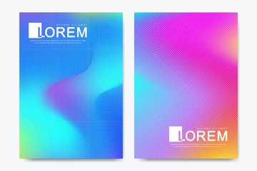Poster - Creative vector template for brochure, leaflet, flyer, cover, catalog, banner, card. Abstract fluid gradient shapes vector trendy liquid colors backgrounds set. Grid texture vector illustration