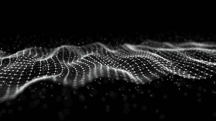 Wave 3d. Futuristic point wave. Abstract background with a dynamic wave. Data technology illustration.