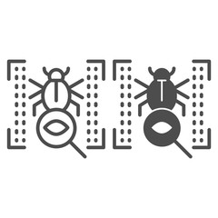 Poster - Vulnerability scan line and glyph icon. Bug search vector illustration isolated on white. Virus scan outline style design, designed for web and app. Eps 10.