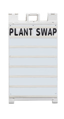 Wall Mural - Isolated free standing neighborhood PLANT SWAP promotional sign with copy space.