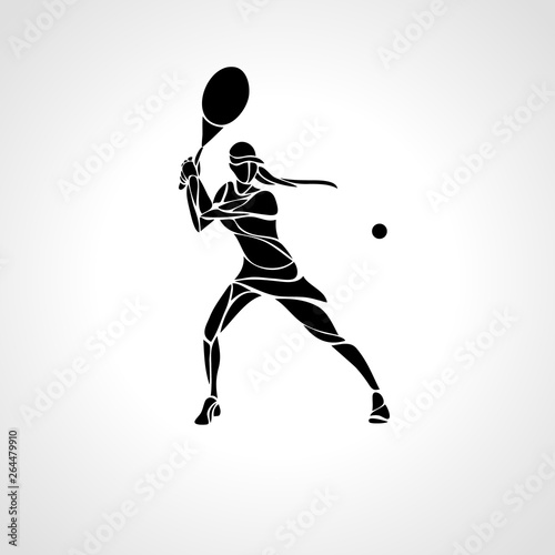 Plakaty tenis  tenisistka-stylizowana-sylwetka-wektor-streszczenie