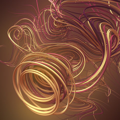 Poster - Interlacing abstract colored curves. Computer generated geometric pattern. 3D rendering