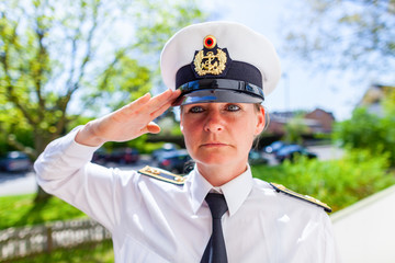 Wall Mural - Woman in a military uniform of german Bundeswehr