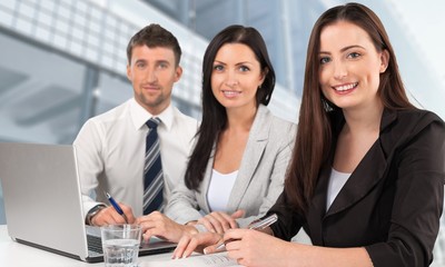 Wall Mural - Portrait of Business People Celebrating