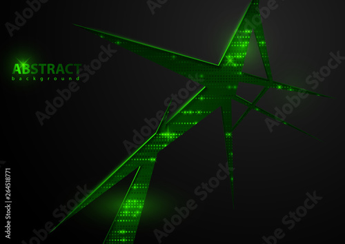 Dark Abstract Tech Background with Green Elements - Detailed Graphic Illustra...