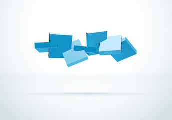 Poster - Abstract 3D background with blue cubes in motion