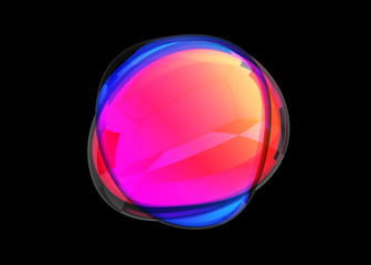 Poster - Abstract 3d render, colored bubble shape, modern background design