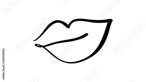 Vector abstract hand drawn lips symbol Tableau sur Toile