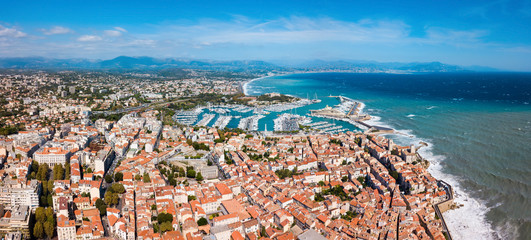 Wall Mural - Antibes aerial panoramic view, France