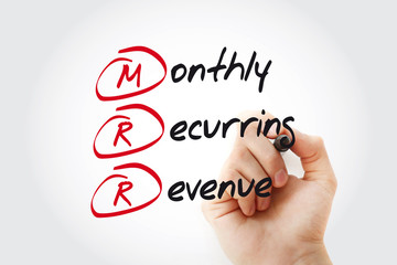 Poster - hand writing mrr - monthly recurring revenue with marker, acronym business concept