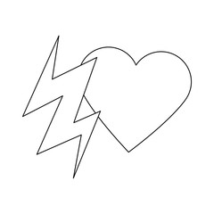 Canvas Print - heart love with thunderbolt isolated icon