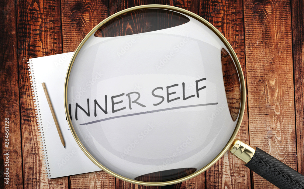 Seeing My Inner Study, learn and explore inner self - pictured as a magnifying glass ...