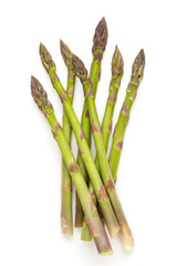 Fresh green asparagus on white background.