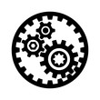 Repair services logo. Gears, planetary gear, icon. Black. Vector illustration.