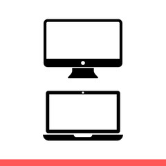 Fototapete - Screen and laptop icon, device symbol