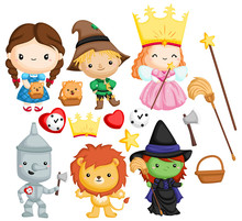 A Vector Set Of Many Character In Wizard Of Oz