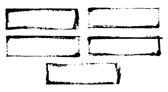 Frames and text boxes, grunge textured hand drawn elements set, vector illustration
