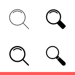 Wall Mural - Search icon set, magnifying symbol collection. Simple, flat design on white background