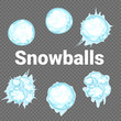 Set of Isolated snow cap. Snowy elements on winter background. Vector template in cartoon style for your design. Snowballs.
