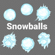 © mamormo - Set of Isolated snow cap. Snowy elements on winter background. Vector template in cartoon style for your design. Snowballs.