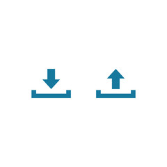 Poster - Blue download icon symbol, vector illustration