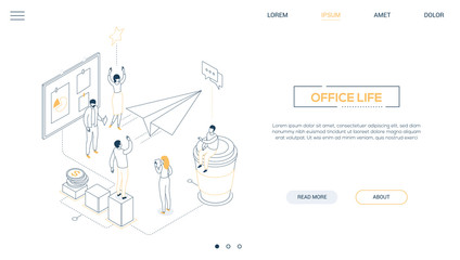 Aufkleber - Office life - line design style isometric web banner