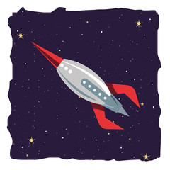 Poster - rocket spaceship galaxy stars