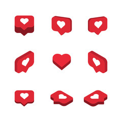 Fototapete - Isometric like icon set, social media symbol collection. Simple, flat design on white background