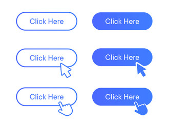 Fototapete - Click here icon set, button symbol collection. Simple, flat design on white background